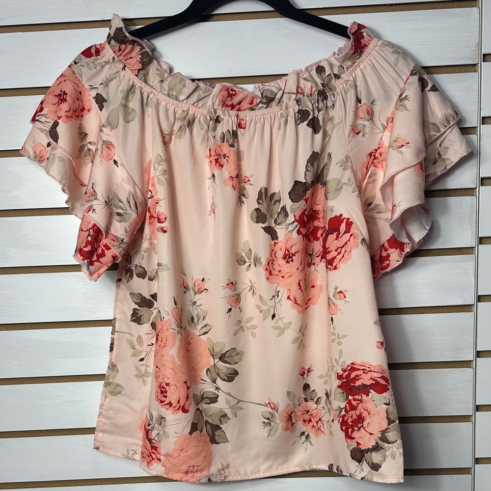 Floral Off-Shoulder Ruffle Top